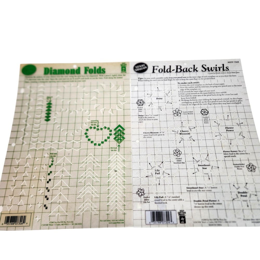 Hot Off The Press Diamond Folds & Fold-Back Swirls Templates 2pc Cardmaking